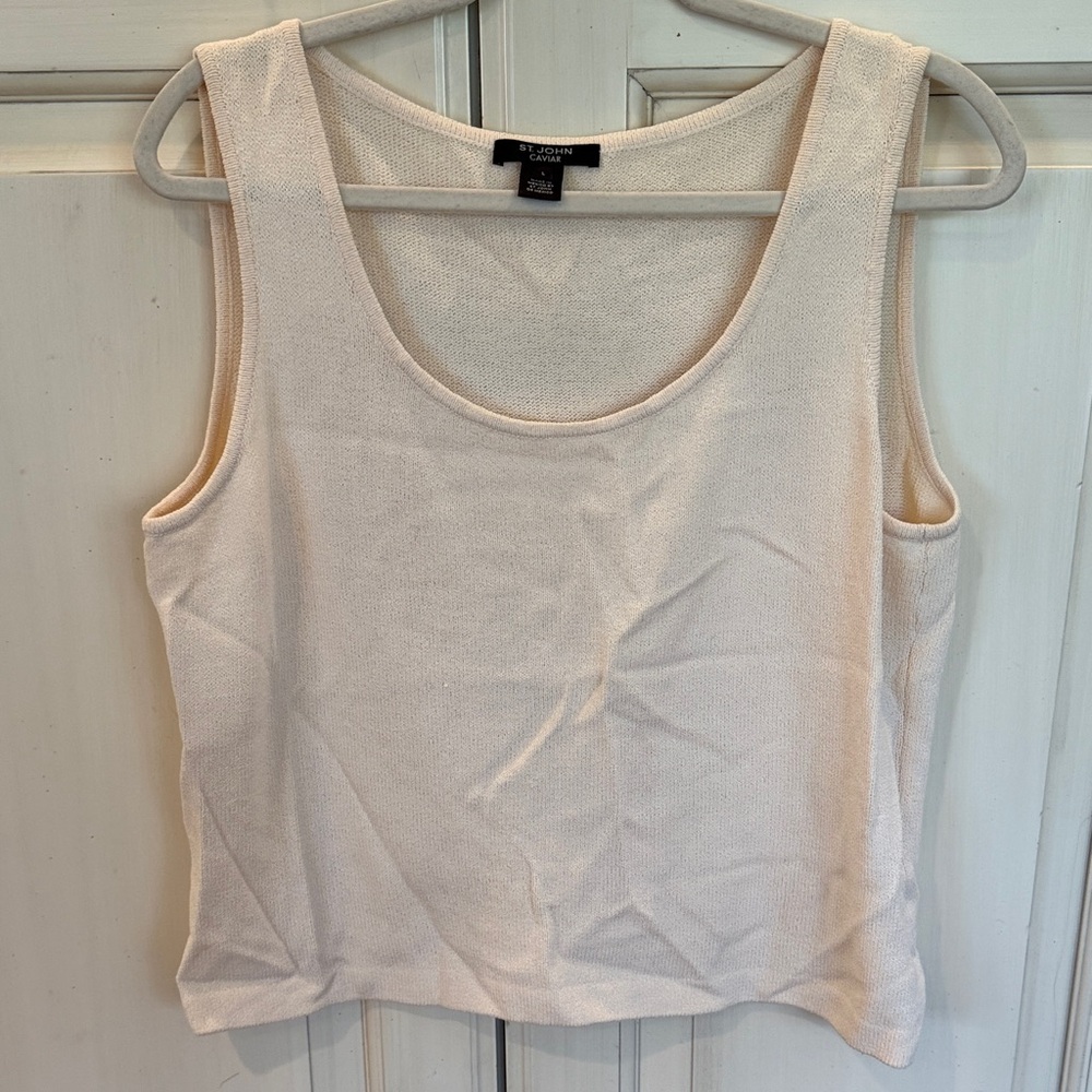 St. John Cavier Women's Cream Sleeveless Top L